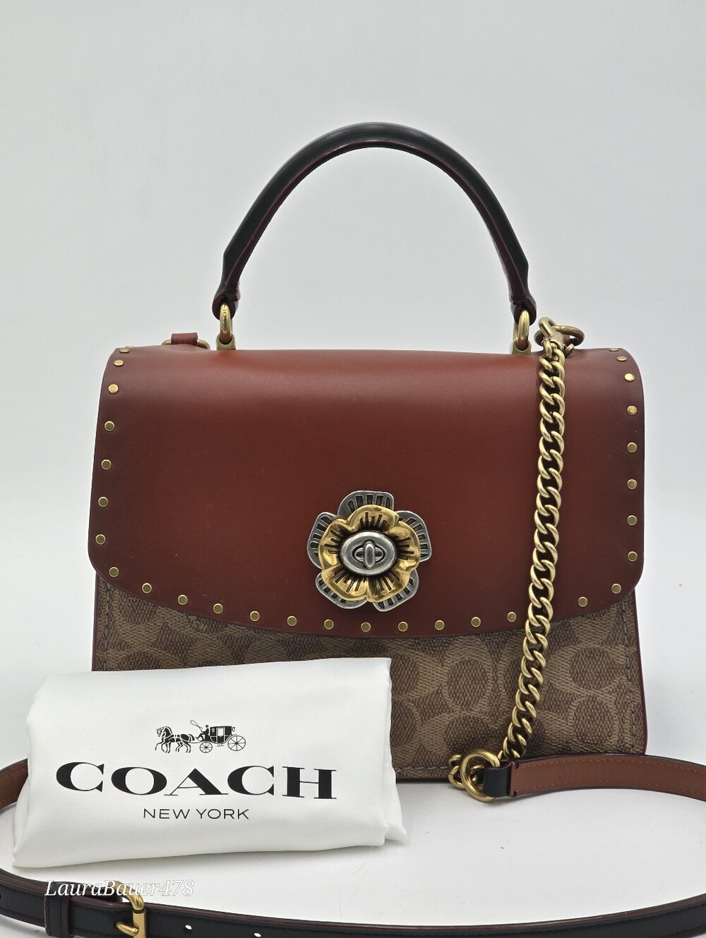 💥NWOT💥Coach Parker Top Handle Bag, Rust/ Signature Canvas